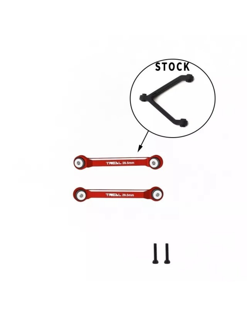 TREAL TRLX003AGWO5V SCX24 HIGH CLEARENCE LINKS FOR DEADBOLT BETTY 4 LINK DESIGN RED