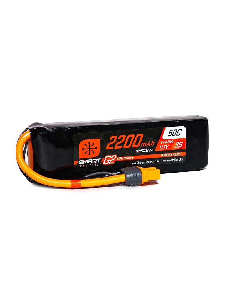 SPEKTRUM SPMX223S50 3S LIPO 11.1V 2200MAH 50C SMART G2 BATTERY: IC3