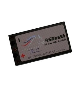 SILVER HORSE SHRC SH0831 2S LIPO 7.4V 450MAH 60C HARDCASE BATTERY: 2MM