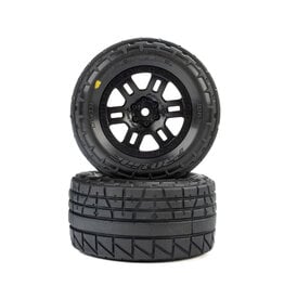 PROLINE RACING ***PRE-ORDER*** PRO1034510 MENACE F/R STREET TIRES MOUNTED 12MM BLACK SPLIT SIX FOR ARRMA MINI KRATON