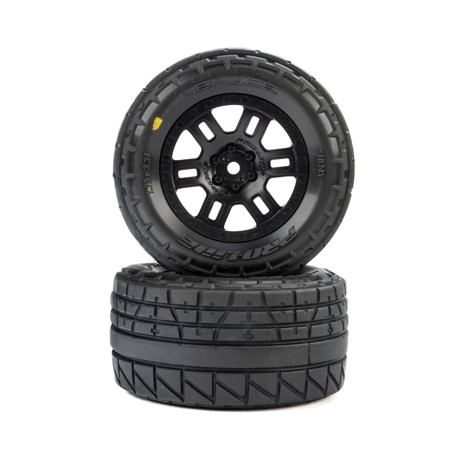 PRO1034510 MENACE F/R STREET TIRES MOUNTED 12MM BLACK SPLIT SIX FOR ARRMA MINI KRATON (2)