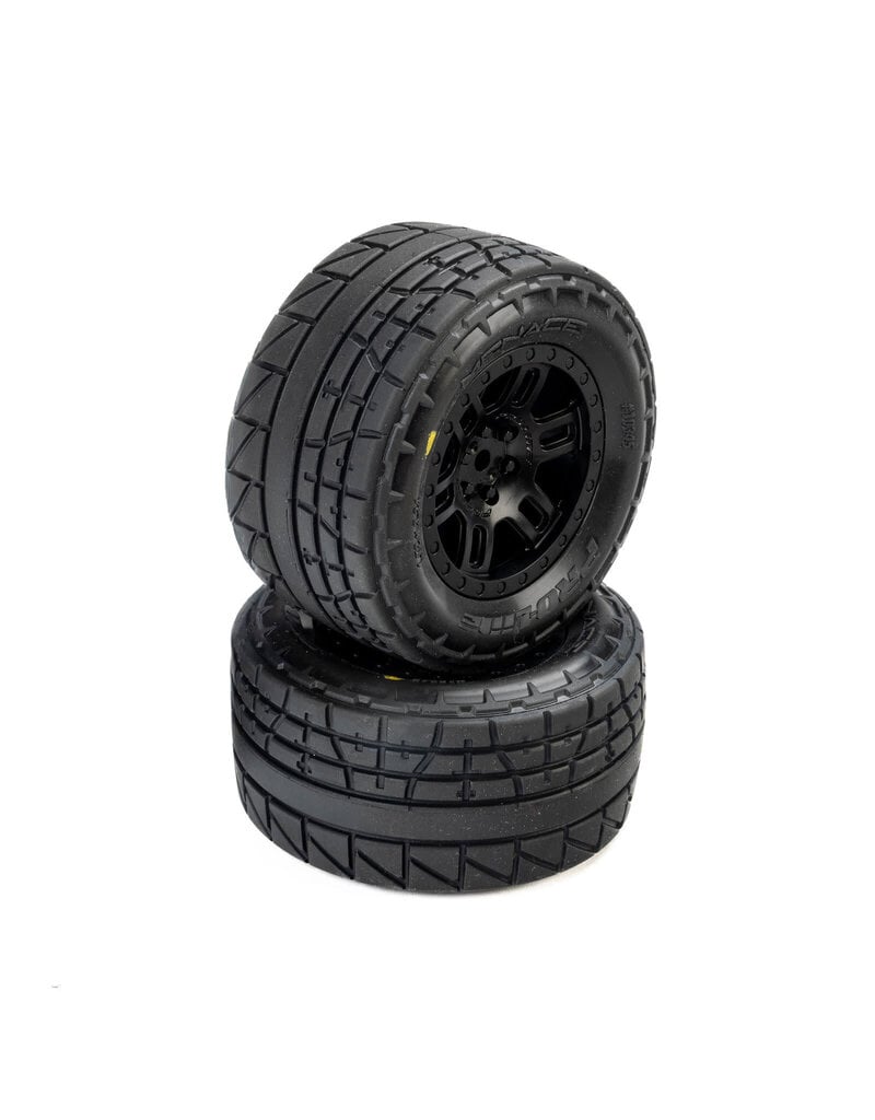 PROLINE RACING ***PRE-ORDER*** PRO1034510 MENACE F/R STREET TIRES MOUNTED 12MM BLACK SPLIT SIX FOR ARRMA MINI KRATON