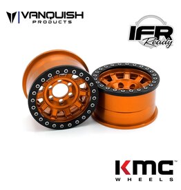 VANQUISH VPS07785 KMC 1.9 KM236 TANK ALUMINUM BEADLOCK WHEELS: ORANGE (2)