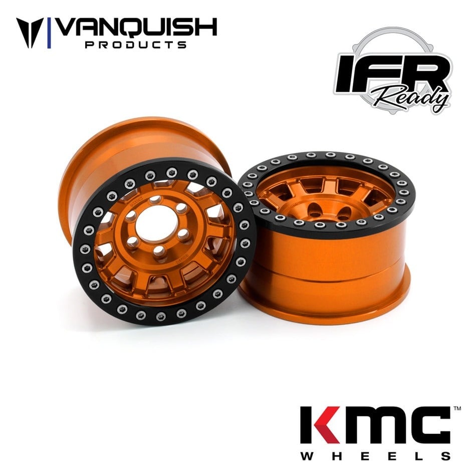 VPS07785 KMC 1.9 KM236 TANK ALUMINUM BEADLOCK WHEELS: ORANGE (2)
