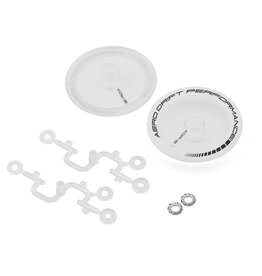 DS RACING DSC-ADP-BTW-BF FLAT AERO DRIFT WHEEL COVERS (CLEAR/WHITE) (2) (DRIFT ELEMENT WHEELS)