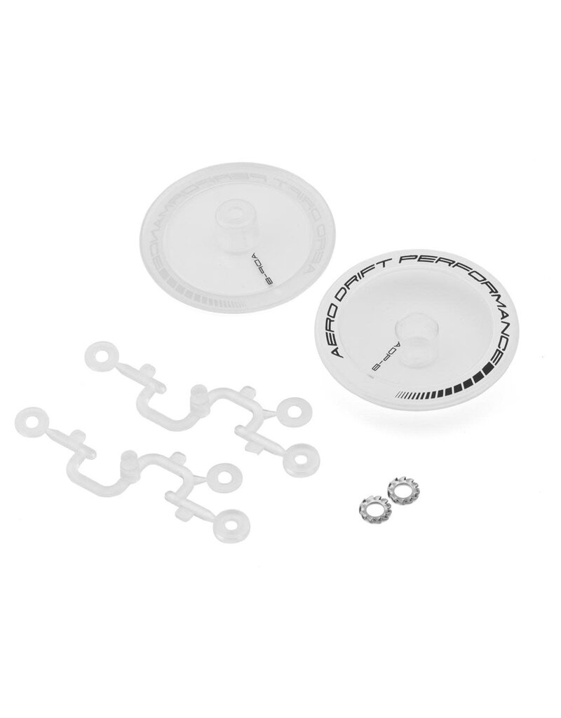 DS RACING DSC-ADP-BTW-BF FLAT AERO DRIFT WHEEL COVERS (CLEAR/WHITE) (2) (DRIFT ELEMENT WHEELS)