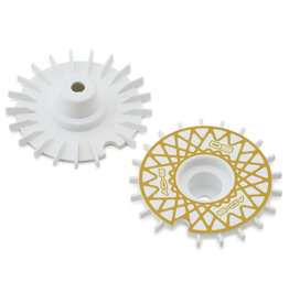 DS RACING DSC-AD-BW-GDME FLAT AERO DRIFT WHEEL COVERS (WHITE/GOLD MESH) (2) (DRIFT ELEMENT WHEELS)