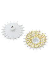 DS RACING DSC-AD-AW-GDME SLOPED AERO DRIFT WHEEL COVERS (WHITE/GOLD MESH) (2) (DRIFT ELEMENT WHEELS)