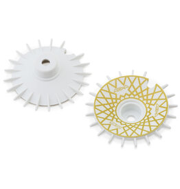 DS RACING DSC-AD-AW-GDME SLOPED AERO DRIFT WHEEL COVERS (WHITE/GOLD MESH) (2) (DRIFT ELEMENT WHEELS)