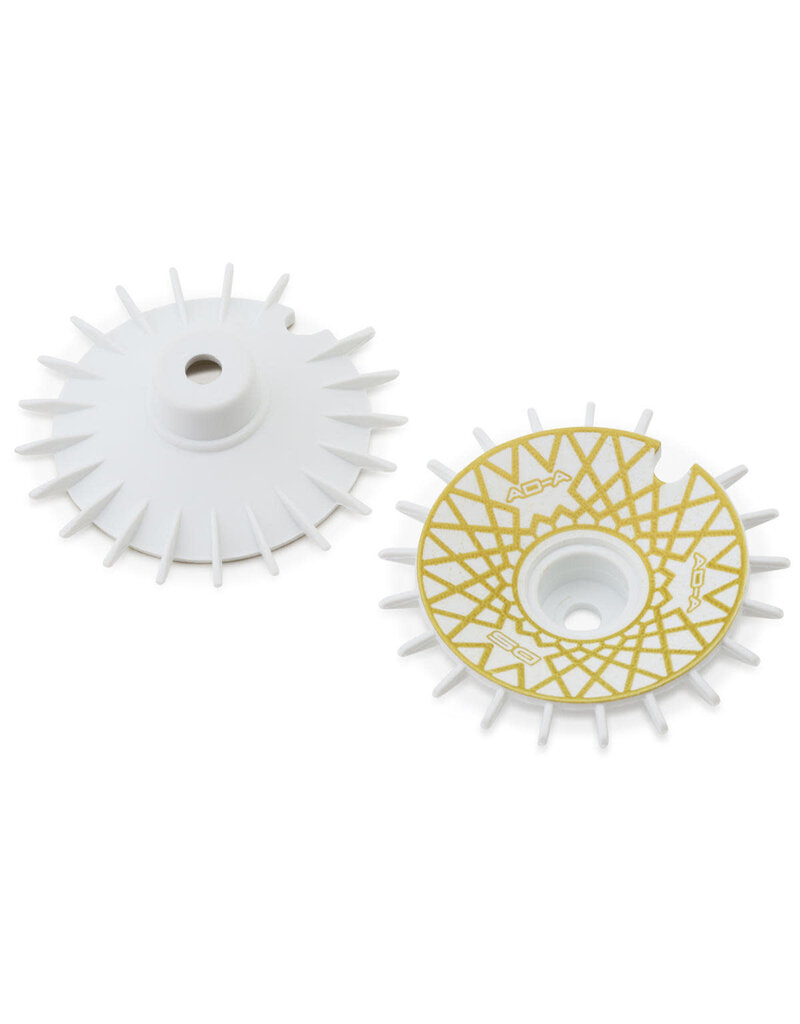 DS RACING DSC-AD-AW-GDME SLOPED AERO DRIFT WHEEL COVERS (WHITE/GOLD MESH) (2) (DRIFT ELEMENT WHEELS)