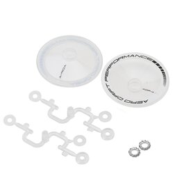 DS RACING DSC-ADP-ATW-BF SLOPED AERO DRIFT WHEEL COVERS (CLEAR/WHITE) (2) (DRIFT ELEMENT WHEELS)