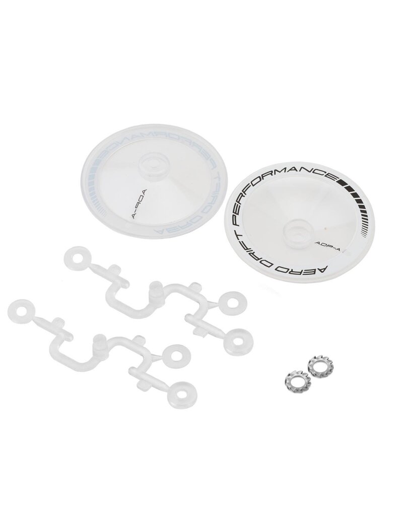 DS RACING DSC-ADP-ATW-BF SLOPED AERO DRIFT WHEEL COVERS (CLEAR/WHITE) (2) (DRIFT ELEMENT WHEELS)