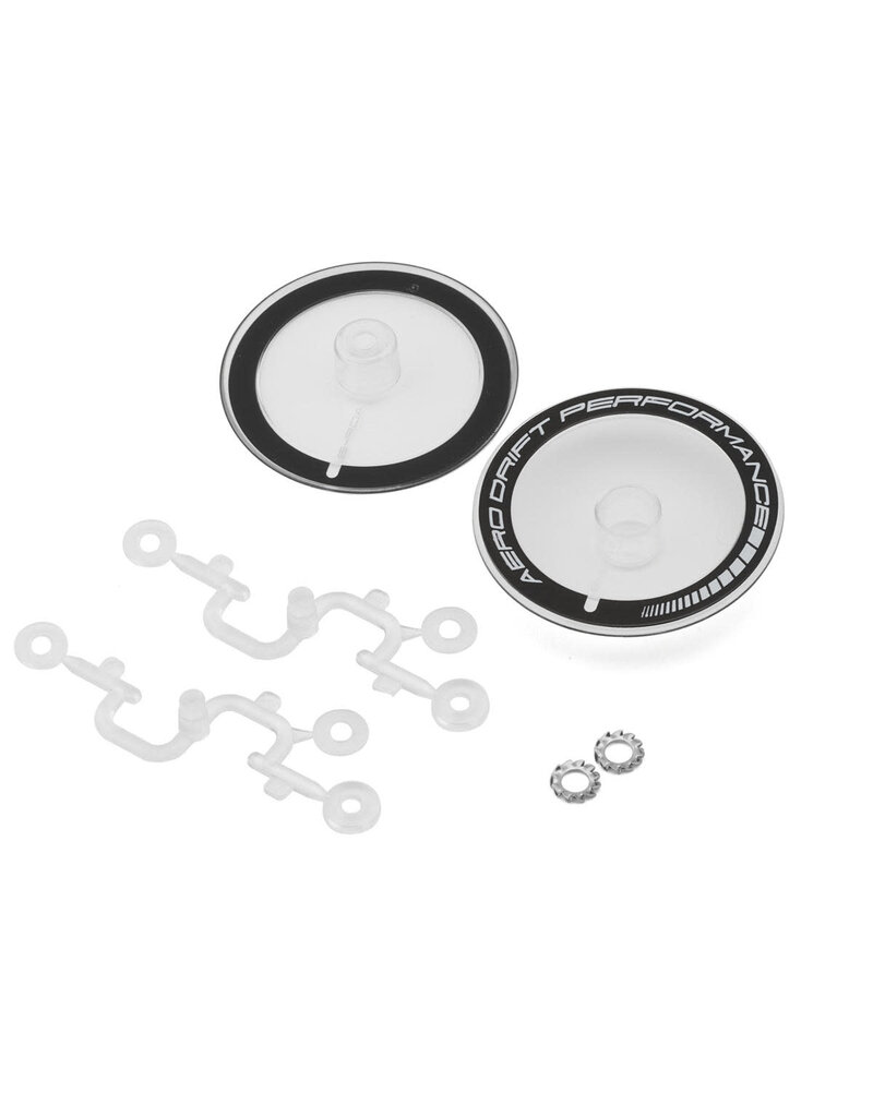 DS RACING DSC-ADP-BTB-WF FLAT AERO DRIFT WHEEL COVERS (CLEAR/BLACK) (2) (DRIFT ELEMENT WHEELS)