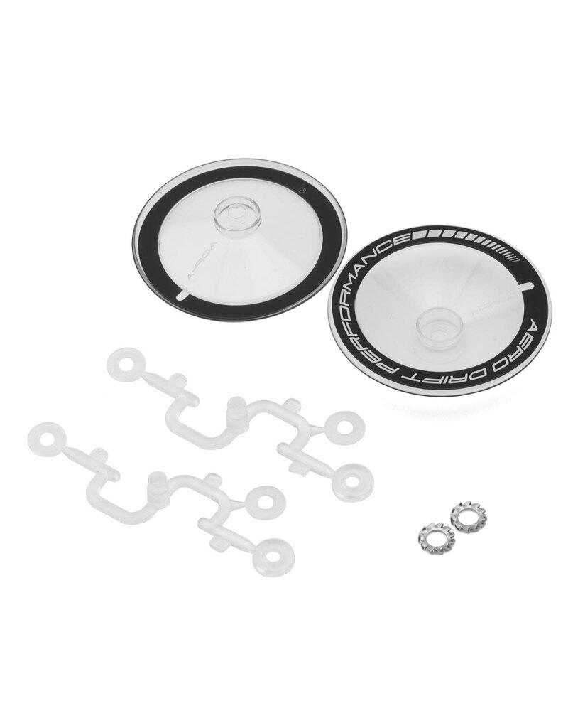 DS RACING DSC-ADP-ATB-WF SLOPED AERO DRIFT WHEEL COVERS (CLEAR/BLACK) (2) (DRIFT ELEMENT WHEELS)