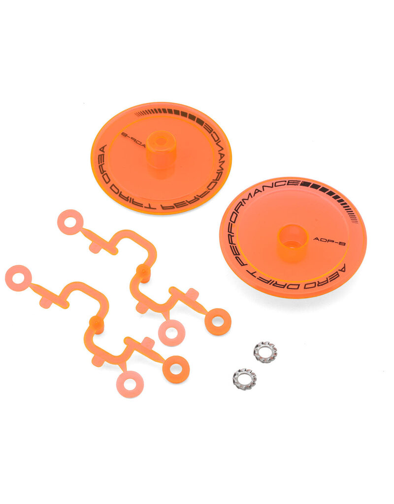 DS RACING DSC-ADP-BTFO-BF FLAT AERO DRIFT WHEEL COVERS (FLU ORANGE) (2) (DRIFT ELEMENT WHEELS)