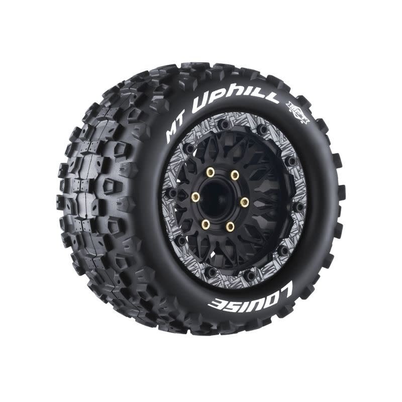 LOULT3309SX MFT MT-UPHILL SOFT 1/10 MONSTER TRUCK TIRES, 12, 14, 17MM REMOVABLE HEX - 1 PAIR