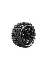 LOUISE LOULT3278SB ST-PIONEER 1/16 2.2" STADIUM TRUCK TIRES, 12MM HEX, SOFT, MOUNTED ON BLACK RIM, FRONT/REAR (2)