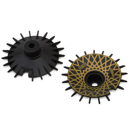 DS RACING DSC-AD-AB-GDME SLOPED AERO DRIFT WHEEL COVERS (BLACK/GOLD MESH) (2) (DRIFT ELEMENT WHEELS)