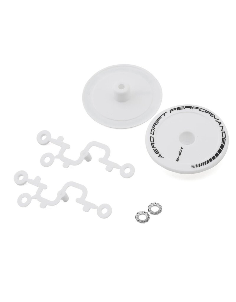 DS RACING DSC-ADP-BW-BF FLAT AERO DRIFT WHEEL COVERS (WHITE) (2) (DRIFT ELEMENT WHEELS)
