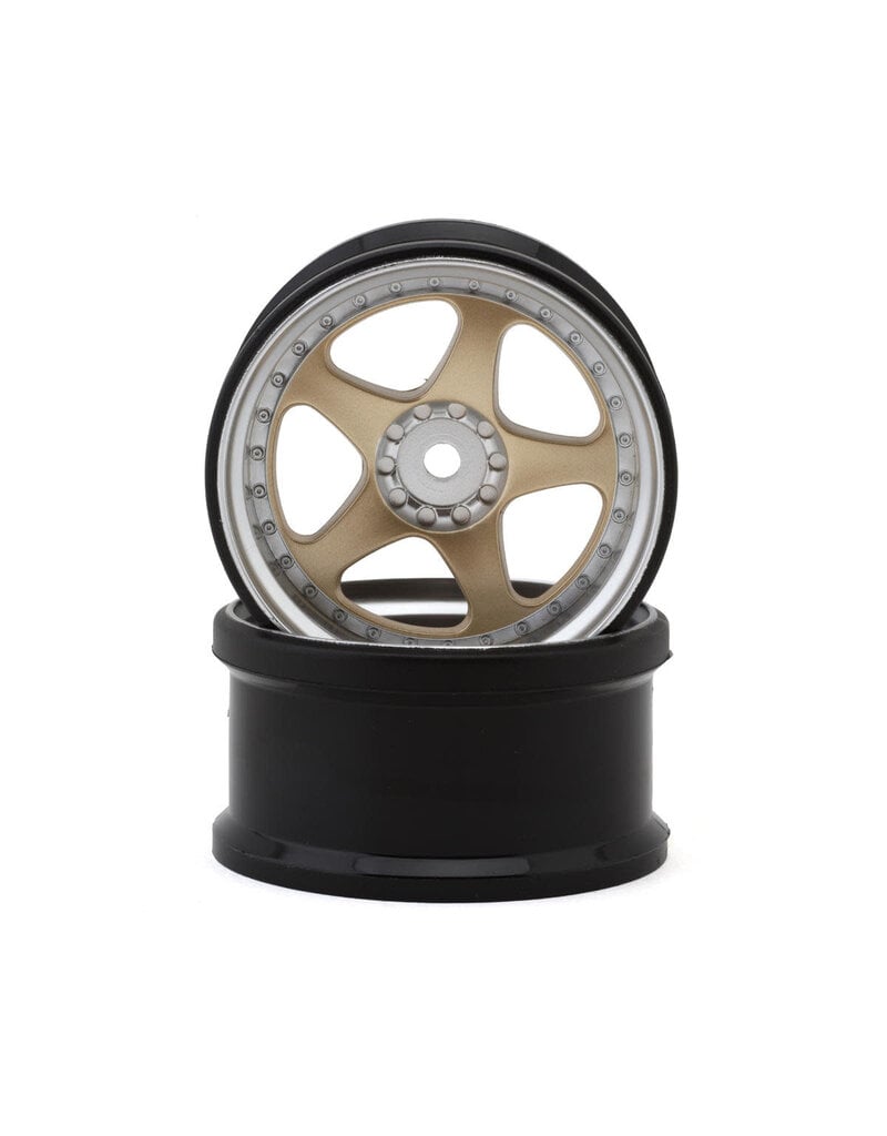 HAYASHI GARAGE HG-20166 NIZ 5-SPOKE MULTIPIECE STYLE 1/10 DRIFT WHEELS (GOLD) (2) (6MM OFFSET) W/12MM HEX