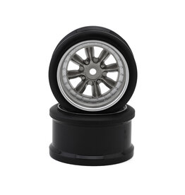 HAYASHI GARAGE HG-20328 PANA 8-SPOKE MULTIPIECE STYLE 1/10 DRIFT WHEELS (GUNMETAL) (2) (8MM OFFSET) W/12MM HEX
