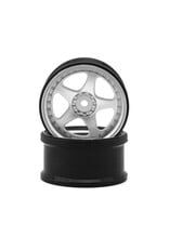 HAYASHI GARAGE HG-20158 NIZ 5-SPOKE MULTIPIECE STYLE 1/10 DRIFT WHEELS (SILVER) (2) (8MM OFFSET) W/12MM HEX