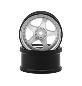 HAYASHI GARAGE HG-20158 NIZ 5-SPOKE MULTIPIECE STYLE 1/10 DRIFT WHEELS (SILVER) (2) (8MM OFFSET) W/12MM HEX