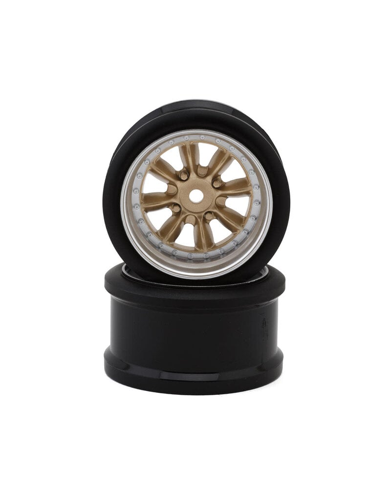 HAYASHI GARAGE HG-20316 PANA 8-SPOKE MULTIPIECE STYLE 1/10 DRIFT WHEELS (GOLD) (2) (6MM OFFSET) W/12MM HEX