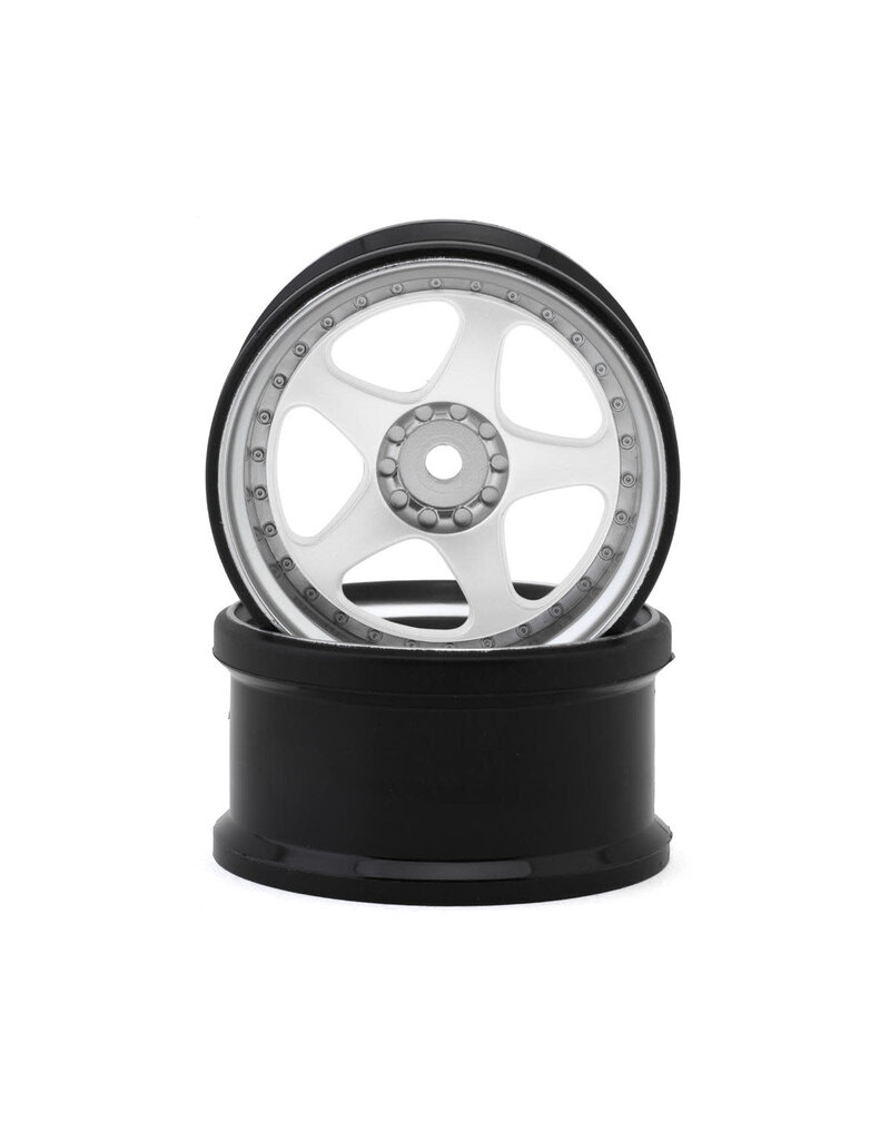 HAYASHI GARAGE HG-20146 NIZ 5-SPOKE MULTIPIECE STYLE 1/10 DRIFT WHEELS (WHITE) (2) (6MM OFFSET) W/12MM HEX