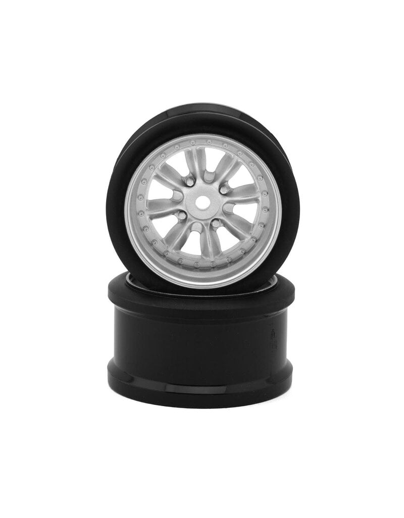 HAYASHI GARAGE HG-20418 PANA 8-SPOKE MULTIPIECE STYLE 1/10 DRIFT WHEELS (SILVER) (2) (8MM OFFSET) W/12MM HEX