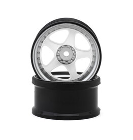 HAYASHI GARAGE HG-20148 NIZ 5-SPOKE MULTIPIECE STYLE 1/10 DRIFT WHEELS (WHITE) (2) (8MM OFFSET) W/12MM HEX