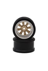 HAYASHI GARAGE HG-20318 PANA 8-SPOKE MULTIPIECE STYLE 1/10 DRIFT WHEELS (GOLD) (2) (8MM OFFSET) W/12MM HEX