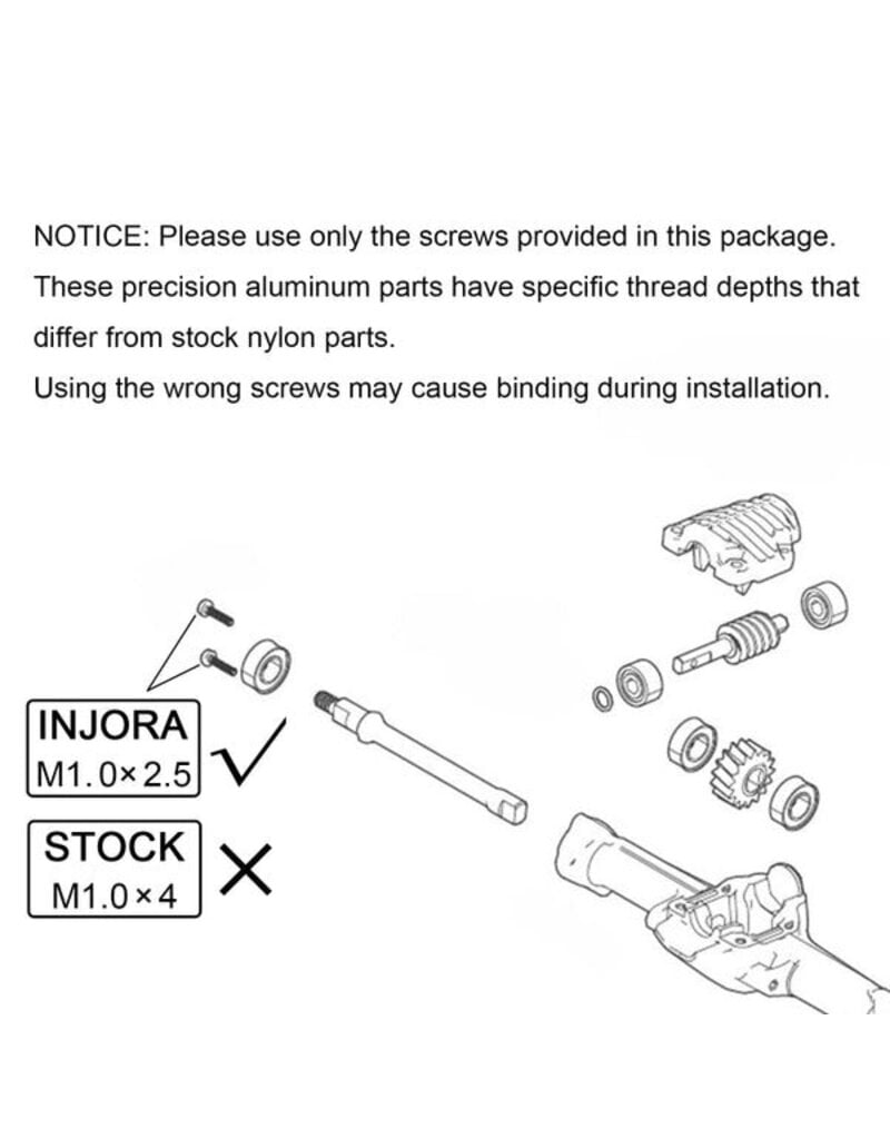 INJORA INJSCX30-10BK AXIAL SCX30 ALUMINUM FRONT & REAR AXLE HOUSINGS SET (BLACK)