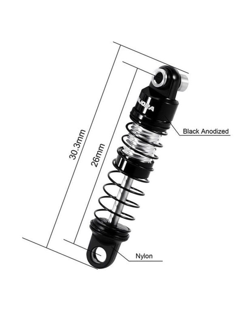 INJORA INJSCX30-08BS AXIAL SCX30 26MM PRE-ASSEMBLED ALUMINUM SHOCK SET (4)