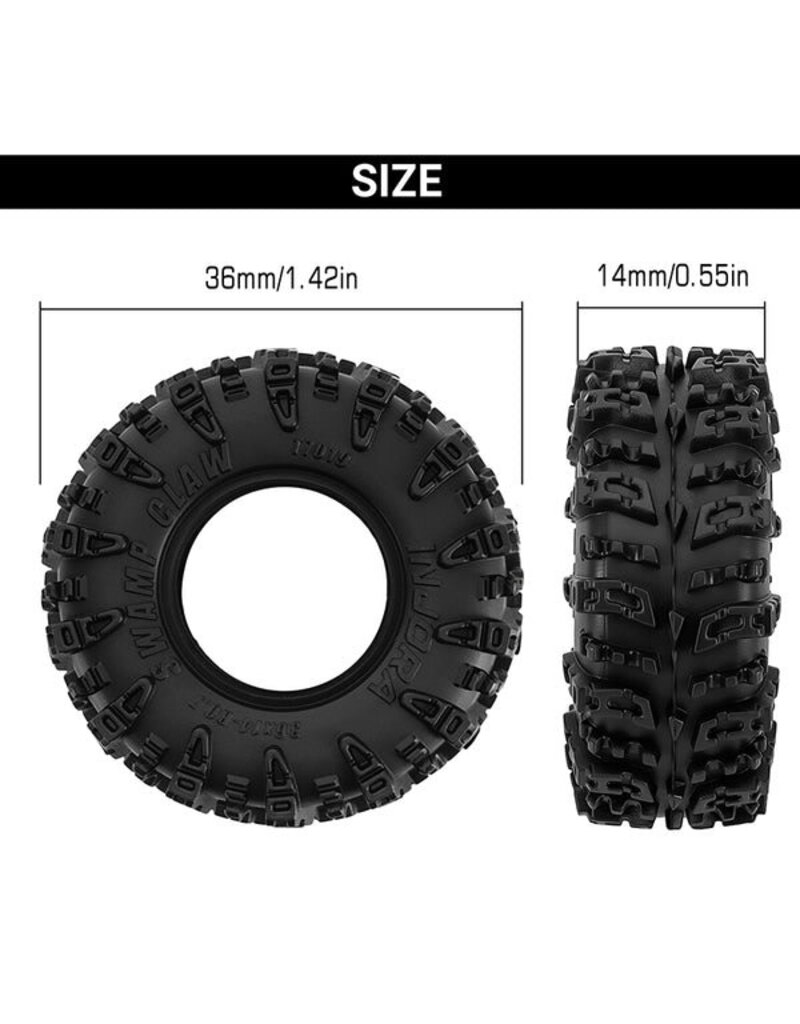 INJORA INJT7019 AXIAL SCX30 0.7" SWAMP CLAW MICRO ROCK CRAWLER TIRES (4) (36MM OD) (S5) W/FOAM INSERTS