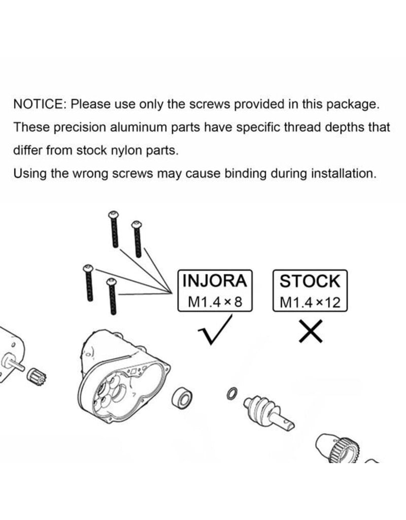 INJORA INJSCX30-11BK AXIAL SCX30 ALUMINUM TRANSMISSION GEARBOX SET