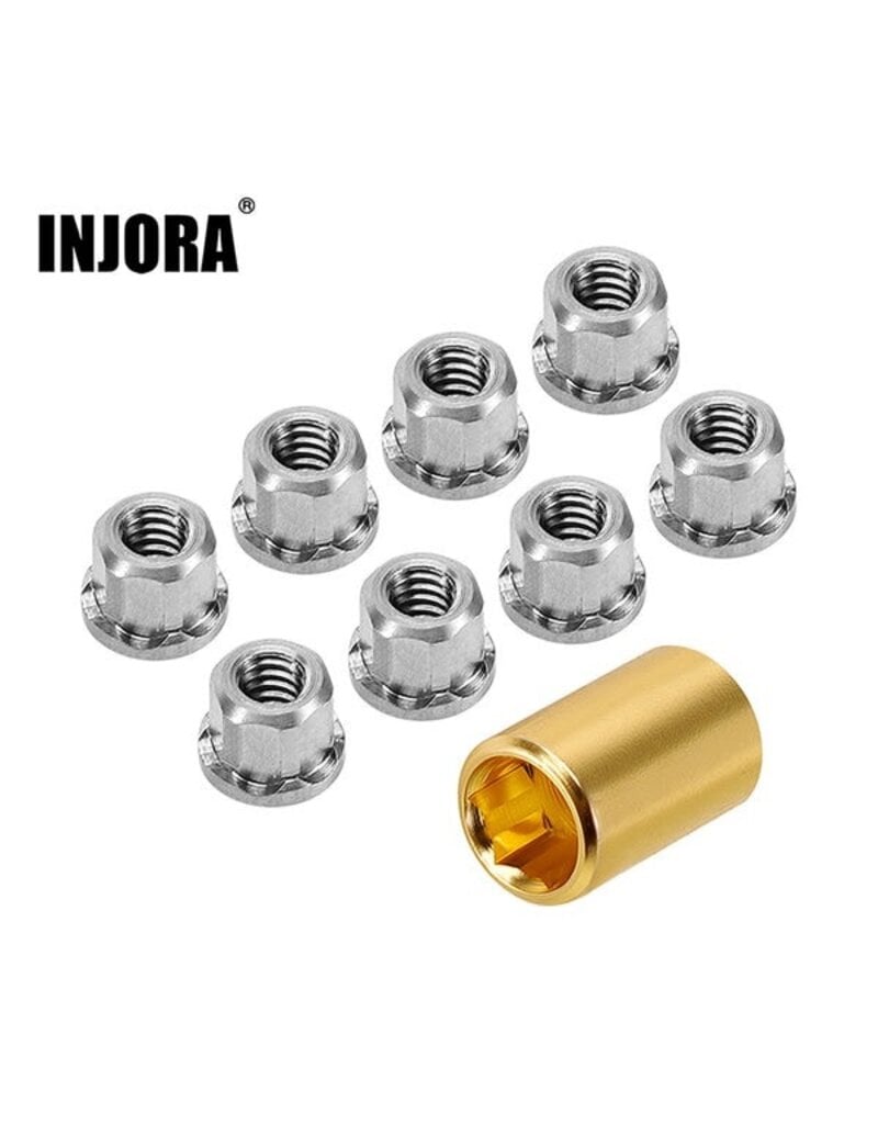 INJORA INJSCX30-12-8 AXIAL SCX30 2MM STAINLESS STEEL WHEEL NUTS (8)