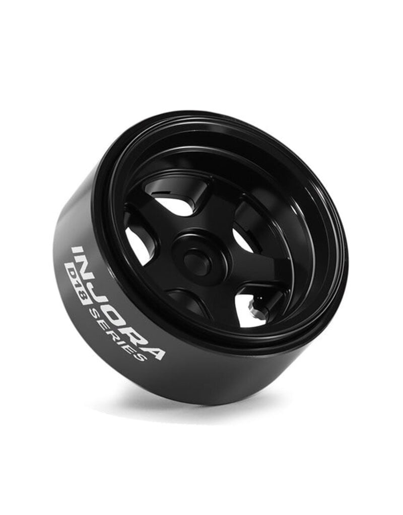 INJORA INJW7002BK-18 AXIAL SCX30 0.7" 5-SPOKE ALUMINUM MICRO ROCK CRAWLER BEADLOCK WHEELS (BLACK) (4) (3.4G EA)