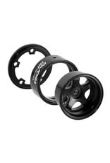 INJORA INJW7002BK-18 AXIAL SCX30 0.7" 5-SPOKE ALUMINUM MICRO ROCK CRAWLER BEADLOCK WHEELS (BLACK) (4) (3.4G EA)