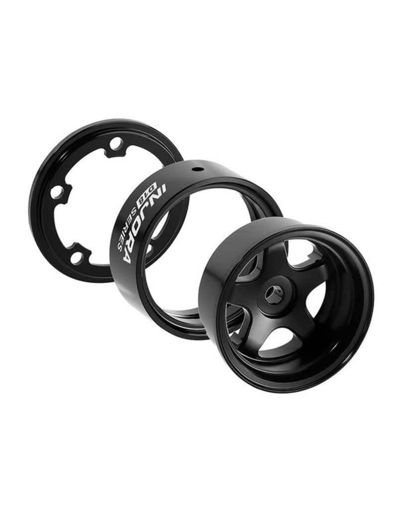 INJORA INJW7002BK-18 AXIAL SCX30 0.7" 5-SPOKE ALUMINUM MICRO ROCK CRAWLER BEADLOCK WHEELS (BLACK) (4) (3.4G EA)