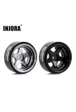 INJORA INJW7002BK-18 AXIAL SCX30 0.7" 5-SPOKE ALUMINUM MICRO ROCK CRAWLER BEADLOCK WHEELS (BLACK) (4) (3.4G EA)