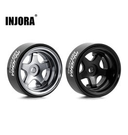 INJORA INJW7002BK-18 AXIAL SCX30 0.7" 5-SPOKE ALUMINUM MICRO ROCK CRAWLER BEADLOCK WHEELS (BLACK) (4) (3.4G EA)