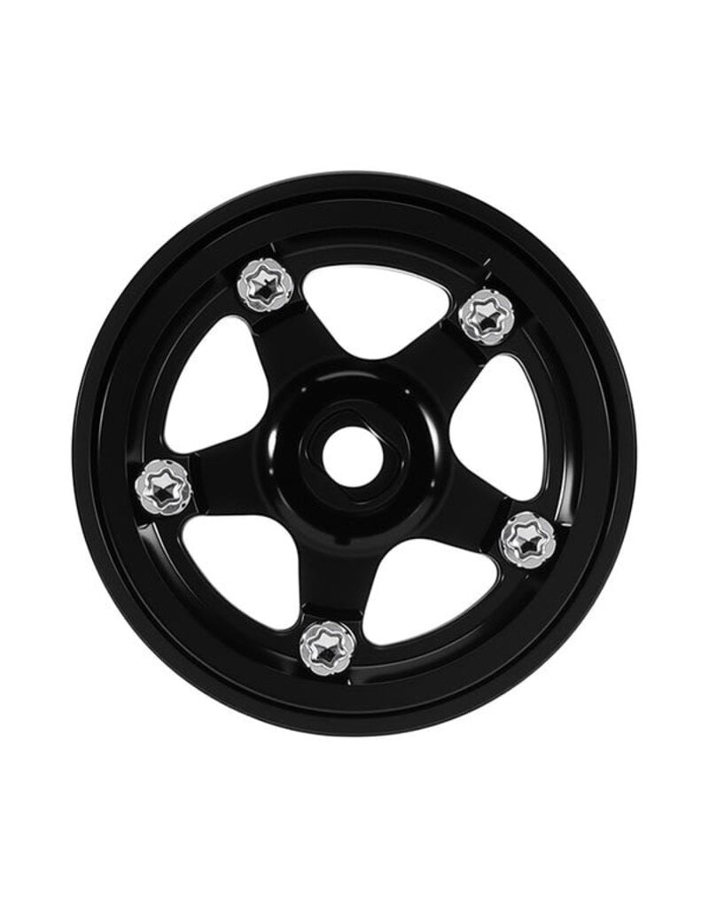 INJORA INJW7002BK-18 AXIAL SCX30 0.7" 5-SPOKE ALUMINUM MICRO ROCK CRAWLER BEADLOCK WHEELS (BLACK) (4) (3.4G EA)