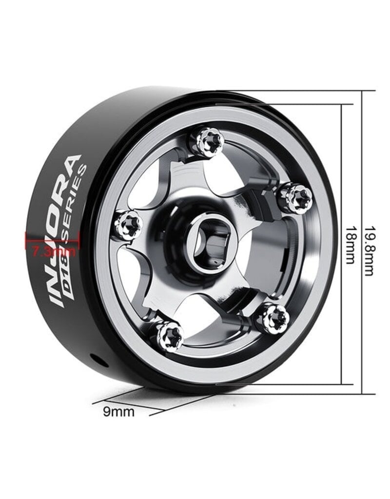 INJORA INJW7002TI-18 AXIAL SCX30 0.7" 5-SPOKE ALUMINUM MICRO ROCK CRAWLER BEADLOCK WHEELS (TITANIUM) (4) (3.4G EA)