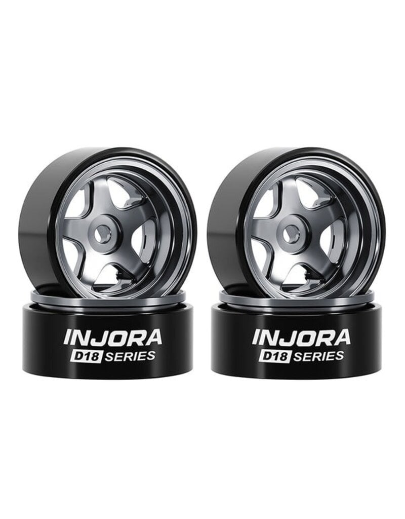 INJORA INJW7002TI-18 AXIAL SCX30 0.7" 5-SPOKE ALUMINUM MICRO ROCK CRAWLER BEADLOCK WHEELS (TITANIUM) (4) (3.4G EA)