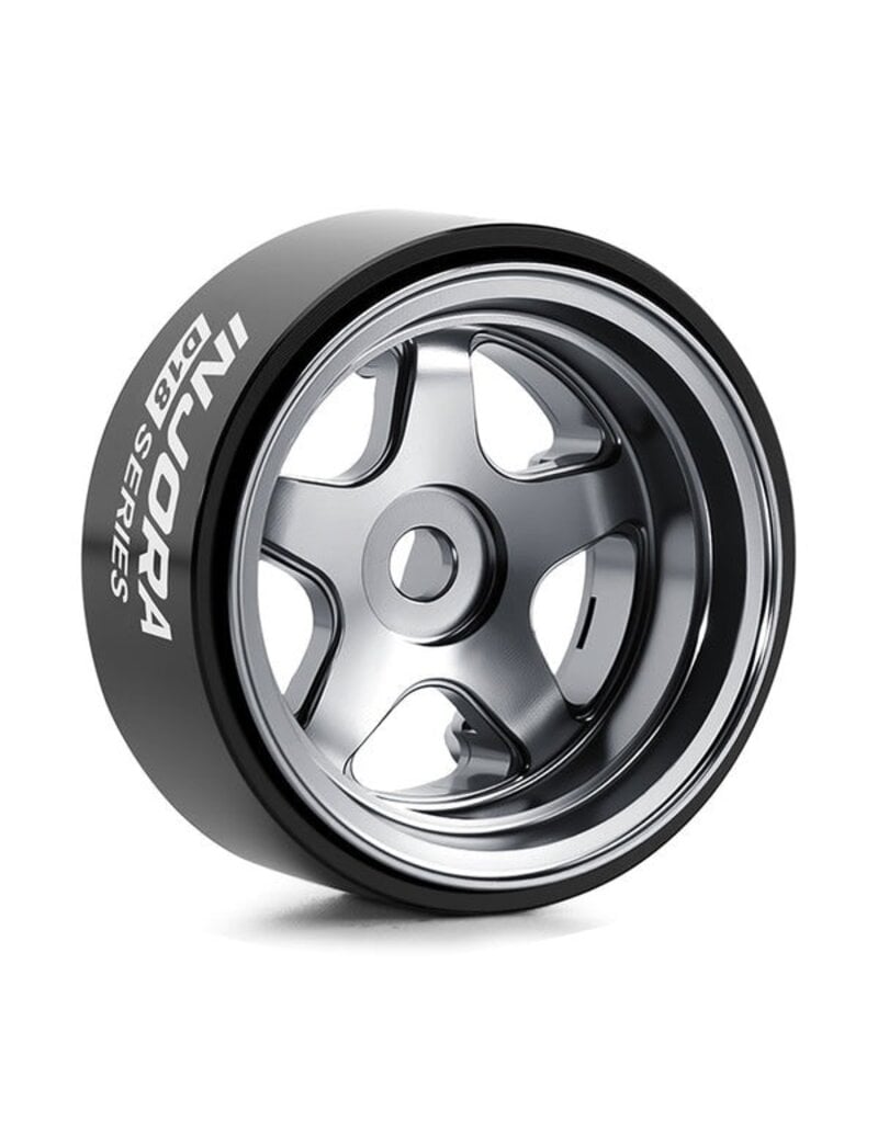 INJORA INJW7002TI-18 AXIAL SCX30 0.7" 5-SPOKE ALUMINUM MICRO ROCK CRAWLER BEADLOCK WHEELS (TITANIUM) (4) (3.4G EA)