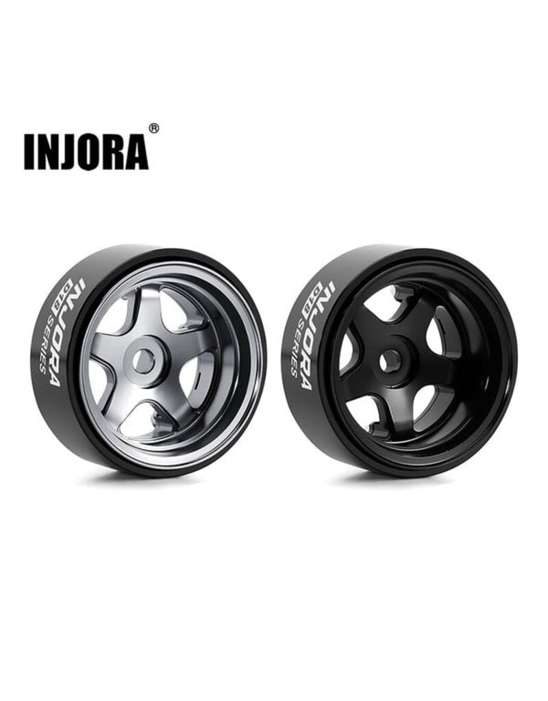INJORA INJW7002TI-18 AXIAL SCX30 0.7" 5-SPOKE ALUMINUM MICRO ROCK CRAWLER BEADLOCK WHEELS (TITANIUM) (4) (3.4G EA)