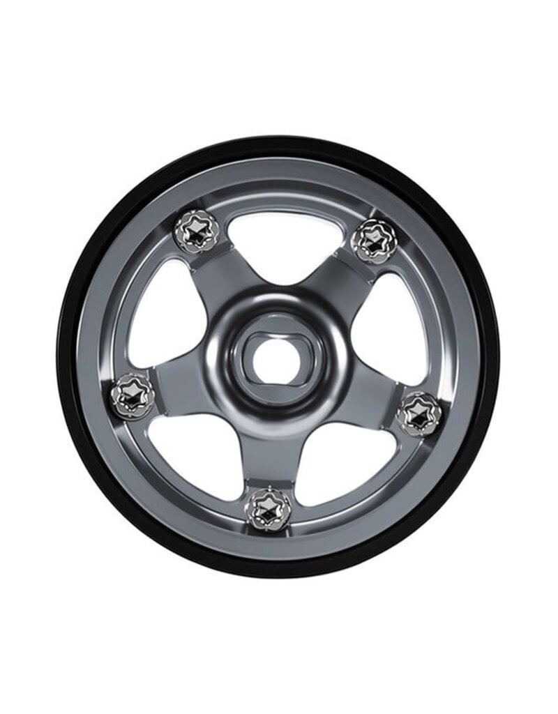 INJORA INJW7002TI-18 AXIAL SCX30 0.7" 5-SPOKE ALUMINUM MICRO ROCK CRAWLER BEADLOCK WHEELS (TITANIUM) (4) (3.4G EA)