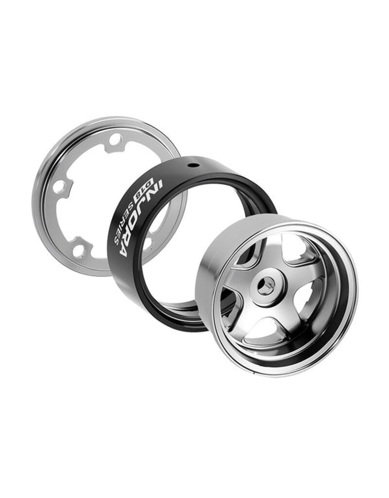 INJORA INJW7002TI-18 AXIAL SCX30 0.7" 5-SPOKE ALUMINUM MICRO ROCK CRAWLER BEADLOCK WHEELS (TITANIUM) (4) (3.4G EA)