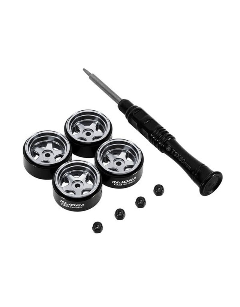 INJORA INJW7002TI-18 AXIAL SCX30 0.7" 5-SPOKE ALUMINUM MICRO ROCK CRAWLER BEADLOCK WHEELS (TITANIUM) (4) (3.4G EA)